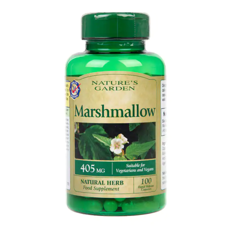 Marshmallow Root 405 мг 100 капсули | Natures Garden  Стимулира имунната система Облекчава симптомите при грип и настинка Действа благоприятно върху храносмилателния тракт Бяла Ружа 405 мг на кап Marshmallow Root 405 мг 100 капсули | Natures Garden  Стиму