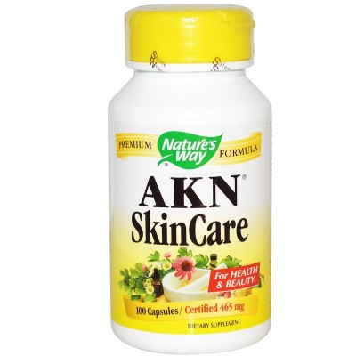 AKN SkinCare 100 Capsules | Natures Way Подходяща добавка както за мазна, така и за чувствително и изсушена кожа При акне и различни видове пъпки Намалява дразнението по кожата и обривите Има про AKN SkinCare 100 Capsules | Natures Way Подходяща добавка к