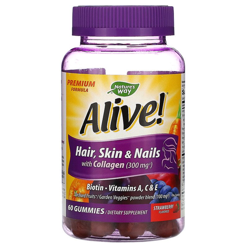Alive Hair Skin & Nails with Collagen 60 Gummies | Nature's Way