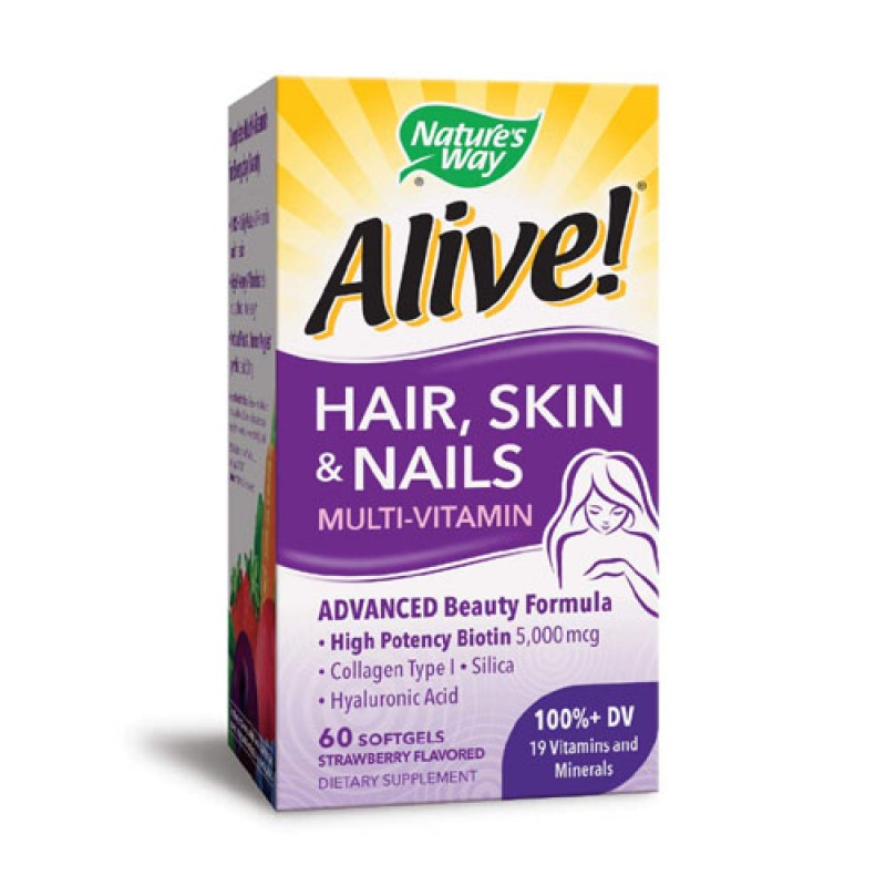 Алайв Hair, Skin, Nails 60 гел-капсули | Nature's Way
