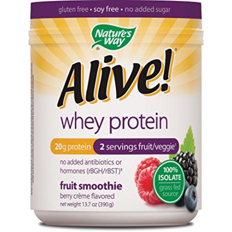 Alive Whey Protein 100% Isolate Berry Creme 390 гр | Nature's Way 