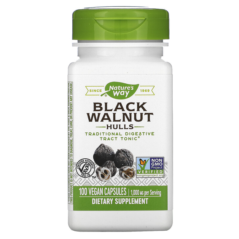 Black Walnut Hulls 500 мг 100 веган капсули | Nature's Way