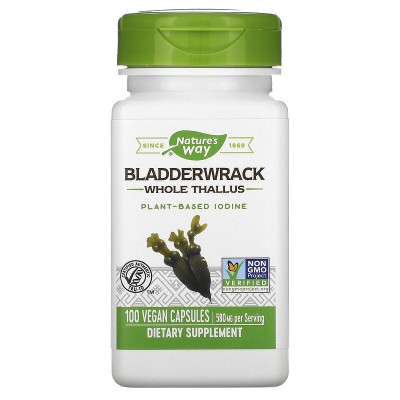Bladderwrack 580 мг 100 веган капсули | Natures Way Естествен диуретик С богато съдържание на йод Подпомага загубата на излишни килограми  Кафяви Водорасли (Bladderwrack) е на топ цена от Nature& Bladderwrack 580 мг 100 веган капсули | Natures Way Ест