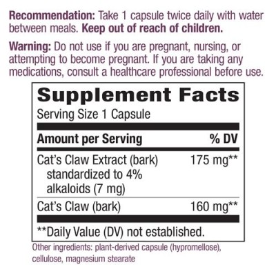 Cats Claw 60 веган капсули | Natures Way Стимулира имунната система Ефективно противовъзпалително средство Мощен антиоксидант Увеличава активността на белите кръвни клетки Котешки Нокът Капсул Cats Claw 60 веган капсули | Natures Way Стимулира имунната си