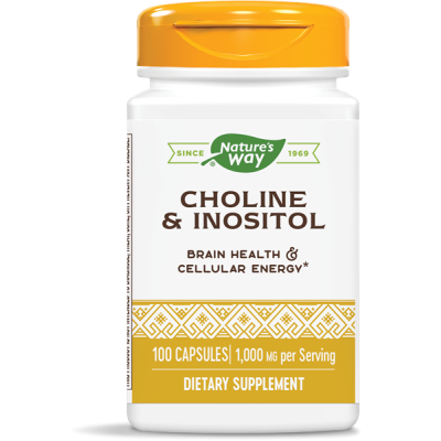 Choline and Inositol 500 мг 100 капсули | Natures Way Поддържа функциите на нервната система Помага за детоксикацията на тялото Подобрява общото благосъстояние Поддържа метаболизма на мастните киселин Choline and Inositol 500 мг 100 капсули | Natures Way 