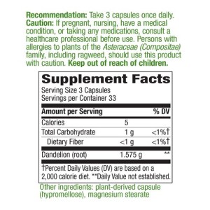 Dandelion Root 525 мг 100 веган капсули | Nature's Way