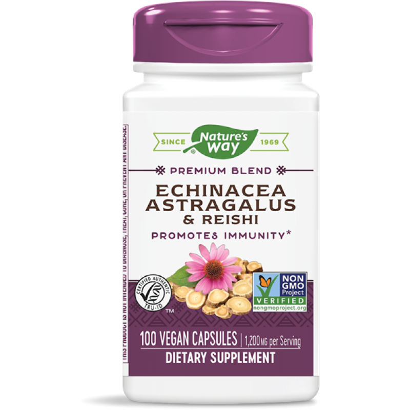 Echinacea & Astragalus & Reishi 400 мг 100 веган капсули | Nature's Way