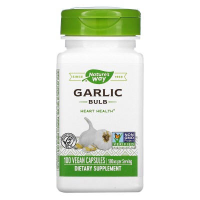 Garlic Bulb 580 мг 100 веган капсули | Natures Way Укрепва Вашето здраве Грижи се за здравето на сърцето Понижава нивата на лошия холестерол в организма Богато съдържание на витамини и минерали Чес Garlic Bulb 580 мг 100 веган капсули | Natures Way Укрепв
