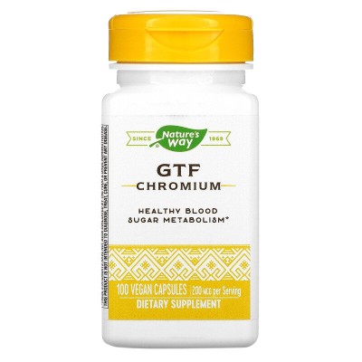 GTF Chromium 200 мкг 100 веган капсули | Natures Way Полезно действие върху нивата на кръвното налягане Благоприятства метаболизма на мазнините Насърчава увеличаването на чистата мускулна маса Подпома GTF Chromium 200 мкг 100 веган капсули | Natures Way П