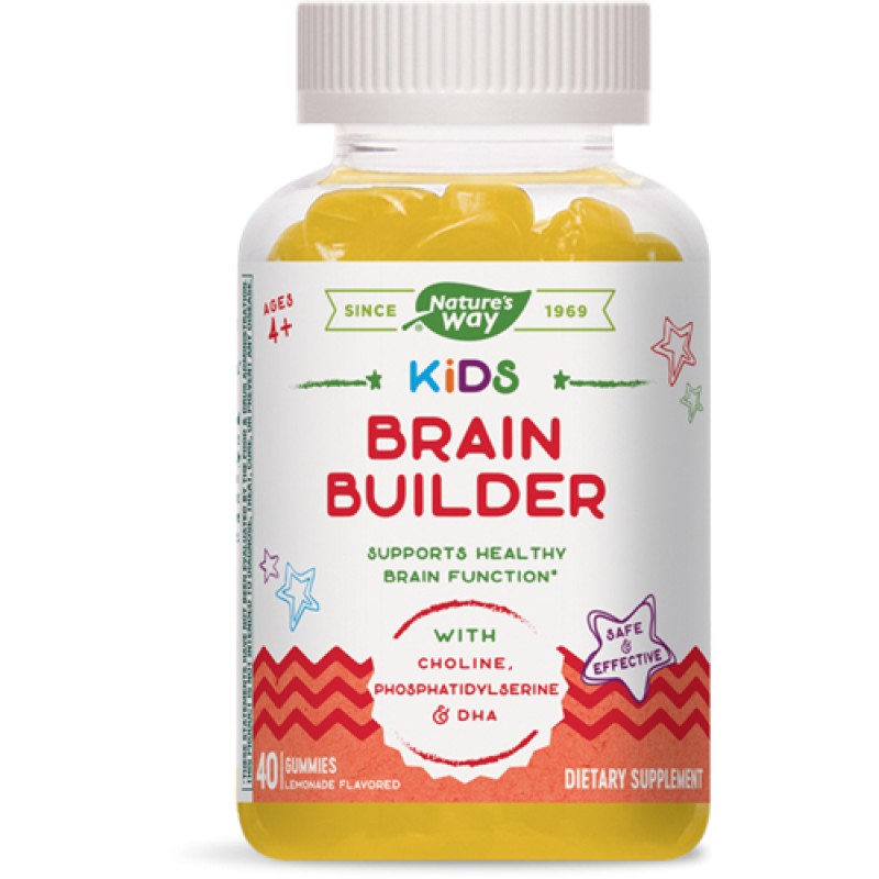 Kids Brain Builder за Деца 40 желирани таблетки | Natures Way Подобрява способността за фокусиране и задържане на вниманието Подпомага усвояването на нова информация Допринася за справяне с трудностите п Kids Brain Builder за Деца 40 желирани таблетки | N