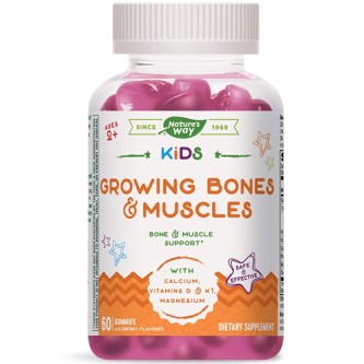 Kids Growing Bones & Muscles за деца 60 желирани таблетки | Natures Way Допринася за правилното развитие на костите и зъбите Подпомага имунната система Осигурява оптимално количество витамин D за пра Kids Growing Bones & Muscles за деца 60 желиран