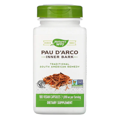 Pau DArco Inner Bark 545 мг 180 веган капсули | Natures Way Екстракт от вътрешна кора на мравчено дърво Полезен при бактериални и гъбични инфекции Полезен за храносмилателната система Има противо Pau DArco Inner Bark 545 мг 180 веган капсули | Natures Way