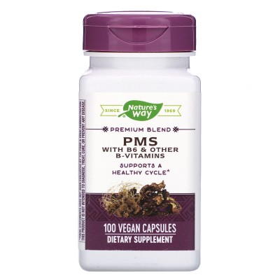 PMS With B6 & Other B-Vitamins 100 веган капсули | Natures Way Формулата осигурява хранителна подкрепа за месечния цикъл на жената Усъвършенствана формула, която представлява мощното взаимодействие на с PMS With B6 & Other B-Vitamins 100 веган кап