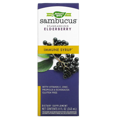 Sambucus Immune Сироп 240 мл | Natures Way За силна имунна система през цялата година и в пиковите периоди на епидемии Противовирусно и антибактериално действие Действа имуномодулиращо – подпо Sambucus Immune Сироп 240 мл | Natures Way За силна имунна сис
