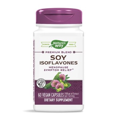 Soy Isoflavones 60 веган капсули | Natures Way Стимулира женското здраве Облекчава неприятните горещи вълни по време на менопауза Подобрява симптомите при менопауза Соеви Изофлавони за Женско Здраве н Soy Isoflavones 60 веган капсули | Natures Way Стимули