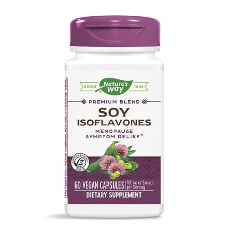 Soy Isoflavones 60 веган капсули | Natures Way Стимулира женското здраве Облекчава неприятните горещи вълни по време на менопауза Подобрява симптомите при менопауза Соеви Изофлавони за Женско Здраве н Soy Isoflavones 60 веган капсули | Natures Way Стимули