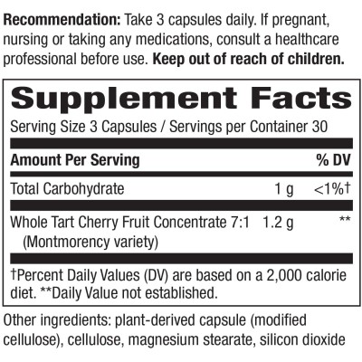 Tart Cherry 400 мг 90 вегетариански капсули | Natures Way Стимулира имунната система Притежава мощни антиоксидантни свойства Успокоява възпалението  Благоприятно въздействие върху сърдечно-съдова Tart Cherry 400 мг 90 вегетариански капсули | Natures Way С
