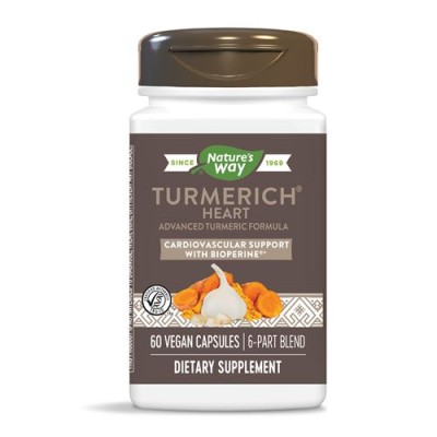 Turmerich Heart 60 веган капсули | Natures Way Подпомага сърдечно-съдовото здраве Подобрява кръвообращението Понижава кръвното налягане Намалява нивата на холестерола и триглицеридите в Turmerich Heart 60 веган капсули | Natures Way Подпомага сърдечно-съд