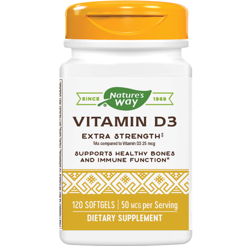 Vitamin D3 Extra Strenght 2000 IU 120 гел-капсули | Nature's Way
