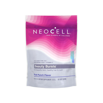 Beauty Burst - Гурме Колагенови Бонбони Плодов Пунш 60 бр. I Neocell За здрава, мека, сияйна и млада кожа Подпомага доброто състояние на всички тъкани Предпазва от появата на бръчки Подобрява състояние Beauty Burst - Гурме Колагенови Бонбони Плодов Пунш 6
