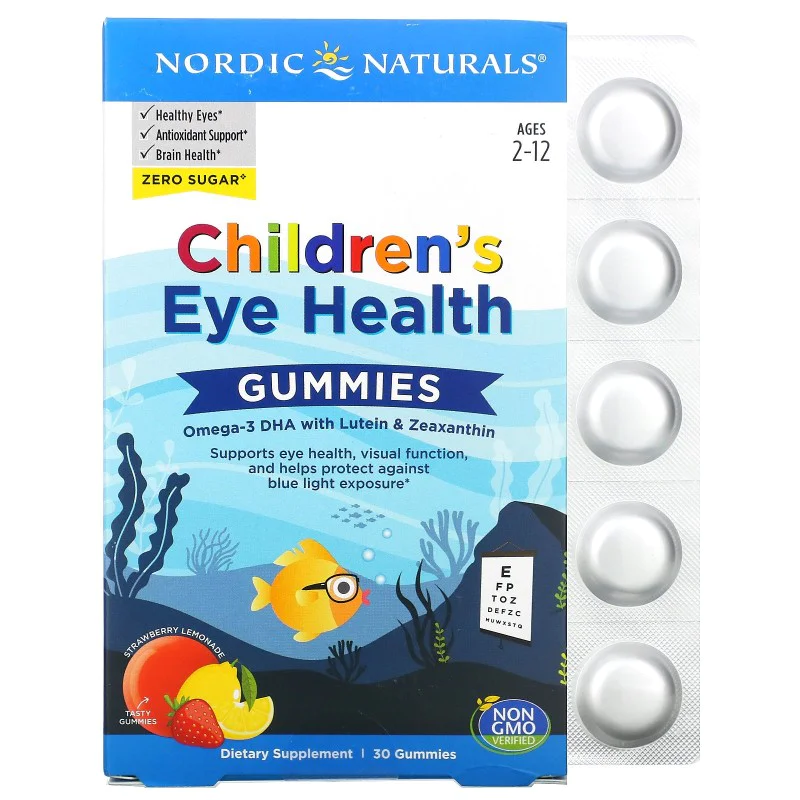 Childrens Eye Health 30 желирани таблетки | Nordic Naturals  Поддържа здравето на очите и зрителната функция Помага за защита срещу излагане на синя светлина Със страхотен вкус на ягода Добавка з Childrens Eye Health 30 желирани таблетки | Nordic Naturals