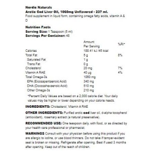 Arctic Cod Liver Oil 1060 mg - Натурален 237 мл | Nordic Naturals