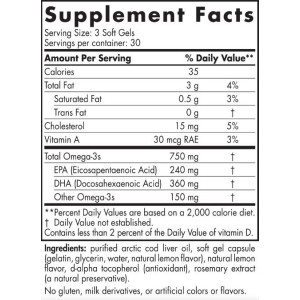 Arctic Cod Liver Oil 750 mg - 90 Гел капсули | Nordic Naturals