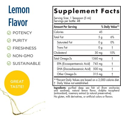 Arctic Omega Liquid 1245 mg - Лимон 237 мл | Nordic Naturals