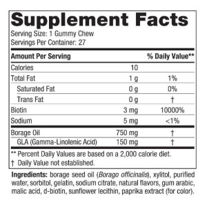 Hair & Skin Gummy Chews - Ягодова лимонада 27 желирани бонбони | Nordic Naturals