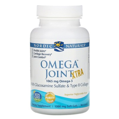 Omega-3 Joint XTRA with Glucosamine & Collagen Tipe II 90 гел-капсули | Nordic Naturals Подпомага гъвкавостта на ставите Поддържа тяхната здравина За повече комфорт и сигурност при движението Омега-3 з Omega-3 Joint XTRA with Glucosamine & Collage