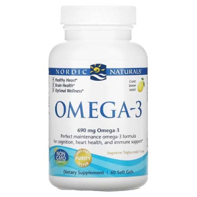 Omega-3 Lemon Taste 345 мг 60 гел-капсули | Nordic Naturals