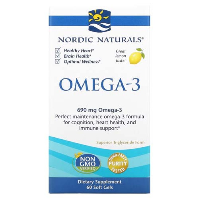 Omega-3 Lemon Taste 345 мг 60 гел-капсули | Nordic Naturals
