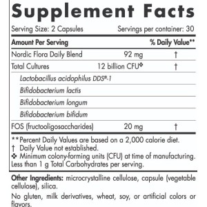 Nordic Flora Probiotic Daily | 12 Billion Active Cells - 60 капсули | Nordic Naturals Nordic Flora Probiotic Daily | 12 Billion Active Cells - 60 капсули | Nordic Naturals