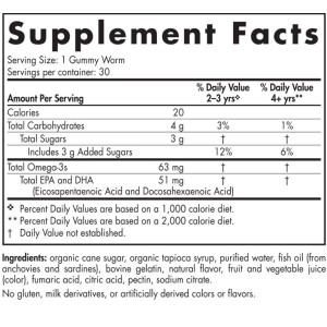 Nordic Omega-3 Gummy Worms 63 mg - Ягода 30 Дъвчащи гел капсули | Nordic Naturals