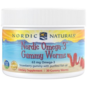 Nordic Omega-3 Gummy Worms 63 mg - Ягода 30 Дъвчащи гел капсули | Nordic Naturals