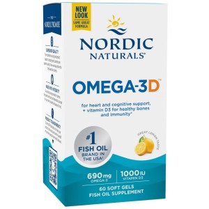 Omega-3D 690 mg - Лимон 60 Гел капсули | Nordic Naturals