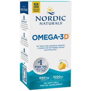 Omega-3D 690 mg - Лимон 120 Гел капсули | Nordic Naturals