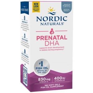 Prenatal DHA 830 mg | With 400 IU D3 - Натурален 180 Гел капсули | Nordic Naturals