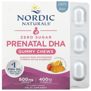 Prenatal DHA Gummy Chews 600 mg - Ягода и Портокал 27 желирани бонбони | Nordic Naturals