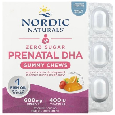 Prenatal DHA Gummy Chews 600 mg - Ягода и Портокал 27 желирани бонбони | Nordic Naturals
