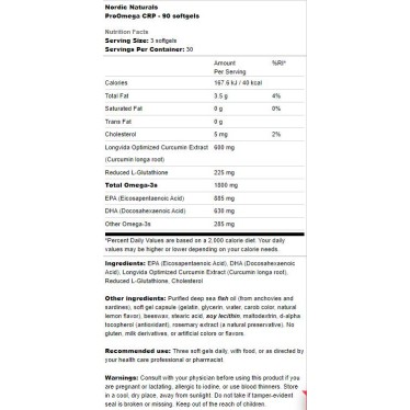 ProOmega CRP | With Curcmin and Glutathione - 90 Гел капсули | Nordic Naturals