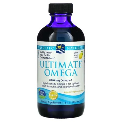 [Ultimate Omega 2840 мг с вкус на лимон 237 мл | Nordic Naturals Осигурява 2840 мг общо количество омега-3 в течна форма Високоинтензивни омега-3 за оптимално сърдечно, имунно и когнитивно здраве Свеж лимонов