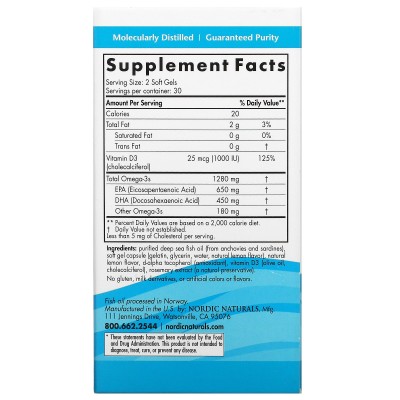 Ultimate Оmega-3 with Vitamin D3 60 гел-капсули | Nordic Naturals Грижи се за здравето на сърцето Поддържа имунната система  Грижи се за здравето на ставите Ultimate Омега-3 и Витамин Д3 на дражета е Ultimate Оmega-3 with Vitamin D3 60 гел-капсули | Nordi