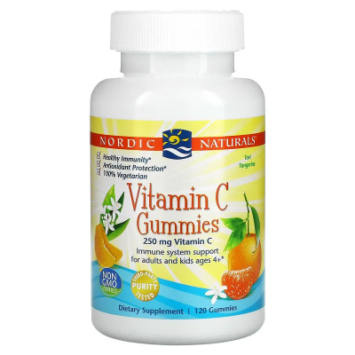 Vitamin C Gummies 120 желирани таблетки | Nordic Naturals За възрастни и деца на възраст 4+ За силен имунитет Осигурява антиоксидантна защита 100% вегетариански продукт Витамин Ц за Деца 4+ гъмита с Вку Vitamin C Gummies 120 желирани таблетки | Nordic Nat