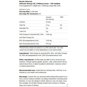 Ultimate Omega 2X 2150 mg - Лимон 180 Гел капсули