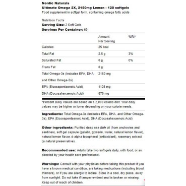 Ultimate Omega 2X 2150 mg - Лимон 180 Гел капсули
