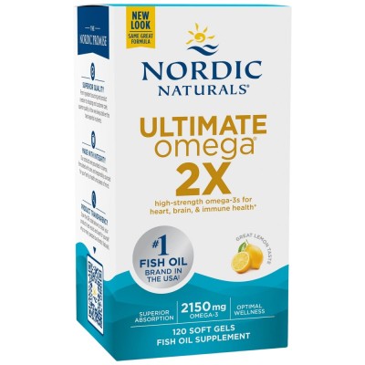 Ultimate Omega 2X 2150 mg - Лимон 120 Гел капсули | Nordic Naturals Ultimate Omega 2X 2150 mg - Лимон 120 Гел капсули | Nordic Naturals