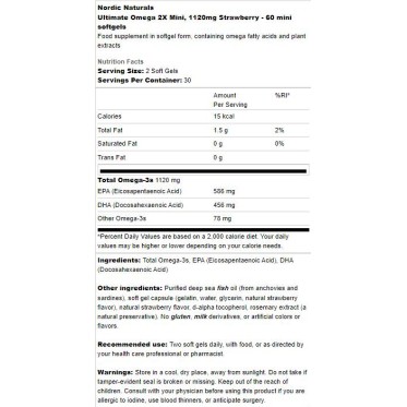 Ultimate Omega 2X Mini 1120mg - Ягода 60 Дъвчащи гел капсули | Nordic Naturals