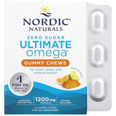 Ultimate Omega Gummy Chews 1200 mg - Тропически пунш 54 желирани бонбони | Nordic Naturals Ultimate Omega Gummy Chews 1200 mg - Тропически пунш 54 желирани бонбони | Nordic Naturals