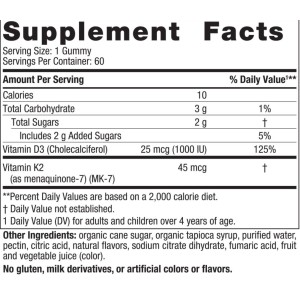 Vitamin D3 1000 IU + K2 45 mcg | Gummies - Нар 60 желирани бонбони